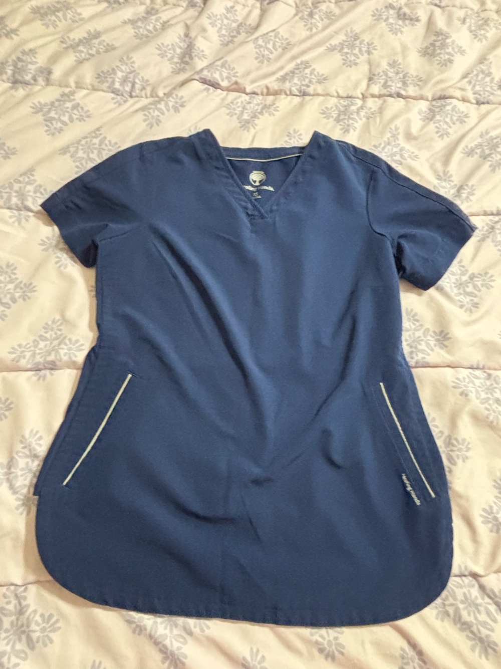 Navy Scrub top- Healing Hands-